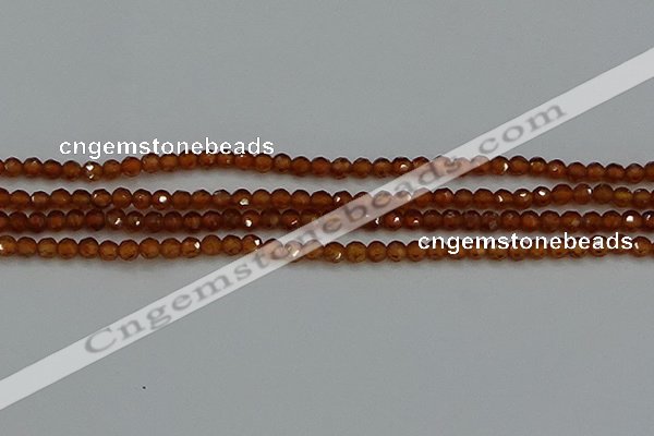 CTG554 15.5 inches 4mm faceted round tiny orange garnet beads