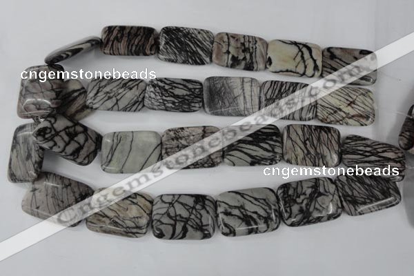 CTJ255 15.5 inches 20*30mm rectangle black water jasper beads