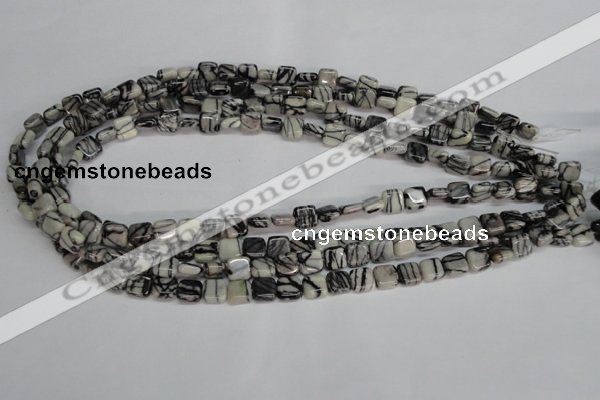 CTJ50 15.5 inches 8*8mm square black water jasper beads wholesale