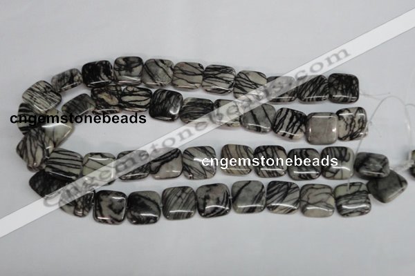 CTJ53 15.5 inches 18*18mm square black water jasper beads wholesale