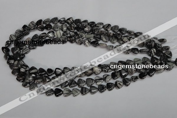 CTJ55 15.5 inches 10*10mm triangle black water jasper beads wholesale