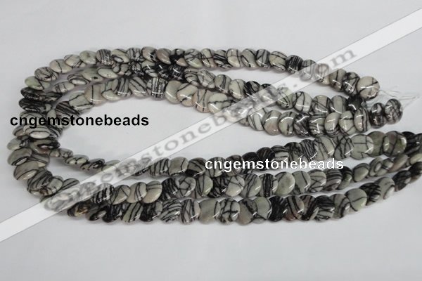 CTJ56 15.5 inches 12mm flat round black water jasper beads wholesale