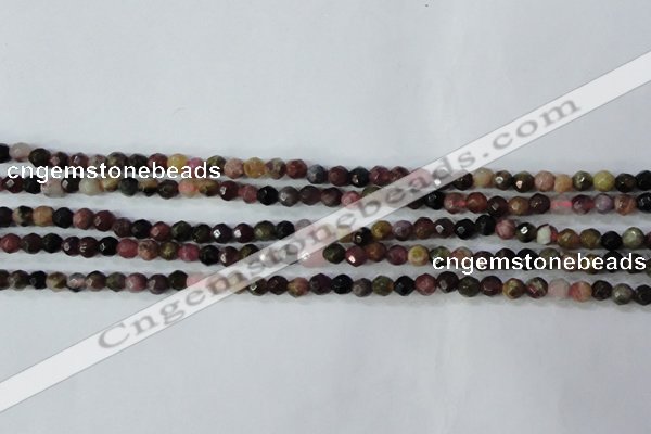 CTO460 15.5 inches 4mm faceted round natural tourmaline gemstone beads