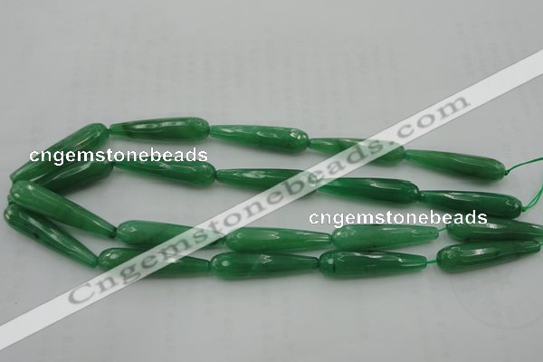 CTR50 15.5 inches 10*40mm faceted teardrop green aventurine beads