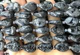 CTR528 15 inches 13*18mm flat teardrop black labradorite beads