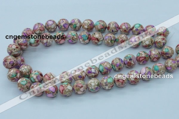 CTU107 16 inches 14mm round dyed flower turquoise beads wholesale