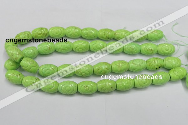 CTU891 15.5 inches 14*20mm carved rice dyed turquoise beads