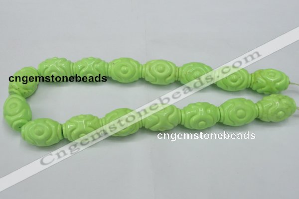 CTU893 15.5 inches 18*25mm carved rice dyed turquoise beads