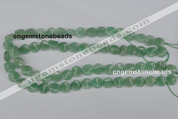 CTW07 15.5 inches 12mm twisted coin green aventurine beads wholesale