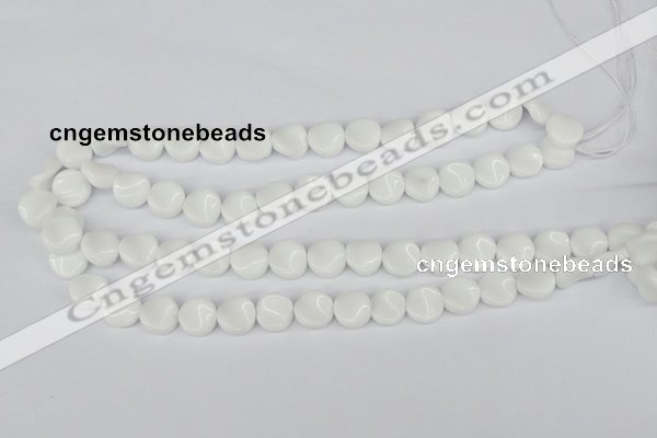 CTW08 15.5 inches 12mm twisted coin white agate beads wholesale