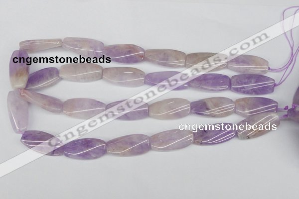 CTW100 15.5 inches 15*30mm twisted rectangle lavender amethyst beads