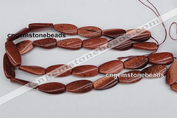 CTW112 15.5 inches 15*30mm twisted rectangle goldstone beads