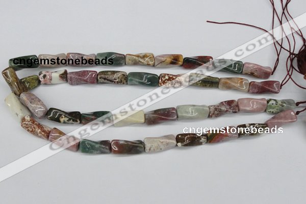 CTW144 15.5 inches 9*20mm twisted trihedron ocean agate beads