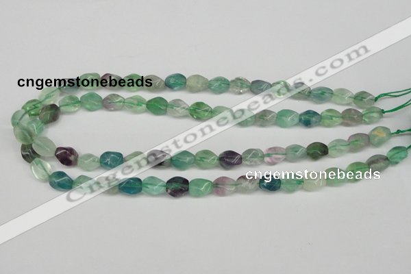 CTW147 15.5 inches 8*11mm twisted rice fluorite gemstone beads