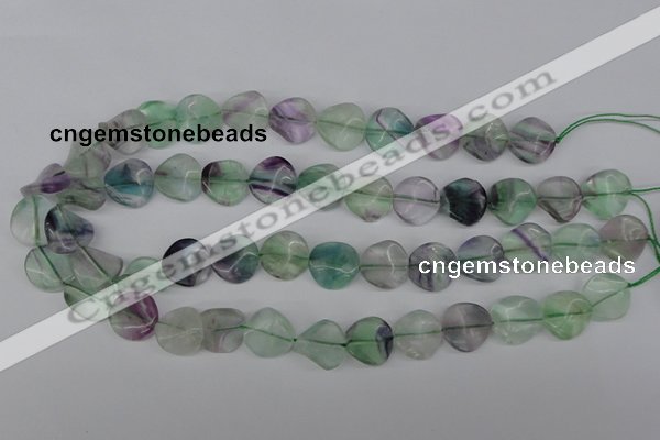 CTW30 15.5 inches 16mm twisted coin fluorite beads wholesale