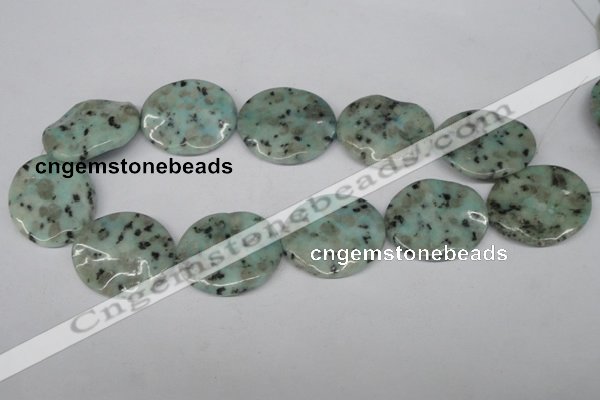 CTW313 15.5 inches 30*35mm wavy oval sesame jasper gemstone beads