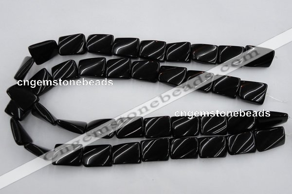 CTW377 15.5 inches 15*20mm twisted rectangle black agate beads