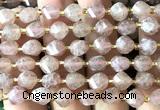 CTW552 15 inches 8mm faceted & twisted S-shaped strawberry quartz beads