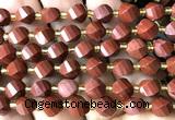 CTW572 15 inches 8mm faceted & twisted S-shaped red jasper beads