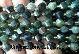 CTW578 15 inches 8mm faceted & twisted S-shaped moss agate beads