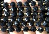 CTW581 15 inches 8mm faceted & twisted S-shaped black onyx beads