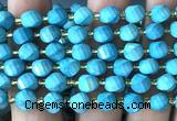 CTW594 15 inches 8mm faceted & twisted S-shaped green turquoise beads