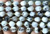 CTW600 15 inches 8mm faceted & twisted S-shaped white moonstone beads