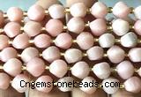 CTW604 8mm faceted & twisted S-shaped Chinese pink opal beads