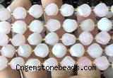 CTW651 15 inches 10mm faceted & twisted S-shaped rose quartz beads