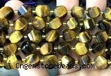 CTW665 10mm faceted & twisted S-shaped grade A yellow tiger eye beads