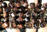 CTW666 15 inches 10mm faceted & twisted S-shaped red tiger eye beads