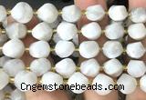 CTW680 10mm faceted & twisted S-shaped white crazy lace agate beads