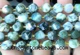 CTW682 15 inches 10mm faceted & twisted S-shaped tree agate beads