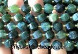 CTW683 15 inches 10mm faceted & twisted S-shaped moss agate beads