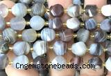 CTW690 10mm faceted & twisted S-shaped Botswana agate beads