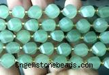 CTW702 10mm faceted & twisted S-shaped green aventurine jade beads