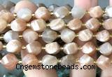 CTW705 15 inches 10mm faceted & twisted S-shaped moonstone beads