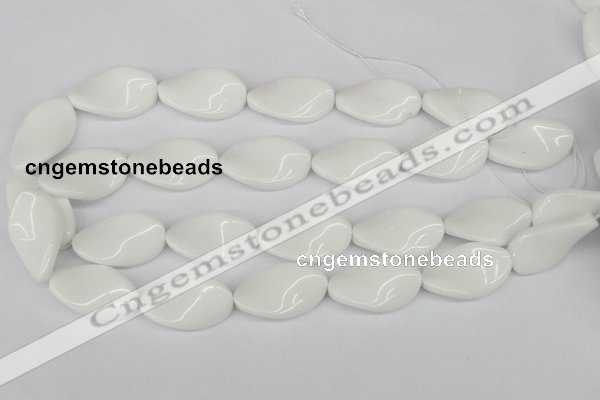 CTW99 15.5 inches 18*30mm twisted oval white agate gemstone beads