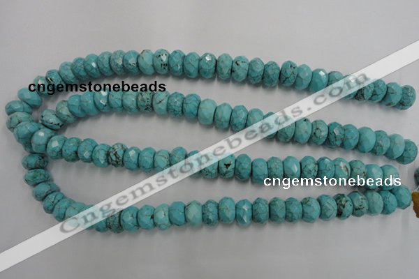 CWB447 15.5 inches 8*12mm faceted rondelle howlite turquoise beads