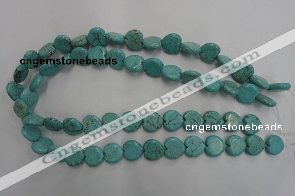 CWB716 15.5 inches 14*14mm heart howlite turquoise beads wholesale