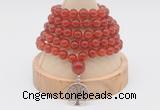 GMN1201 Hand-knotted 8mm, 10mm red agate 108 beads mala necklaces with charm