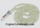 GMN1433 Hand-knotted 8mm, 10mm New jade 108 beads mala necklace with pendant