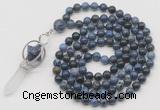 GMN1474 Hand-knotted 8mm, 10mm dumortierite 108 beads mala necklace with pendant