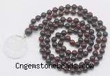 GMN4674 Hand-knotted 8mm, 10mm brecciated jasper 108 beads mala necklace with pendant