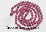 GMN5100 Hand-knotted 8mm, 10mm red tiger eye 108 beads mala necklace with pendant