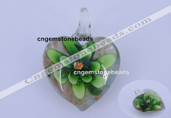 LP06 15*30*40mm heart inner flower lampwork glass pendants