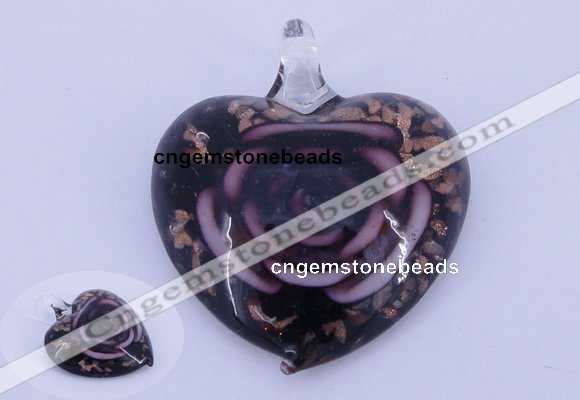 LP12 13*38*43mm heart inner flower lampwork glass pendants