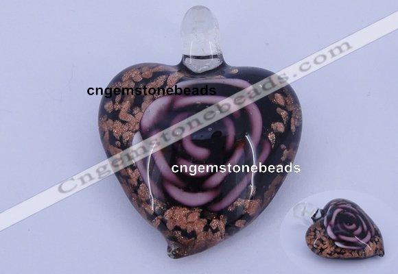 LP23 14*34*45mm heart inner flower lampwork glass pendants