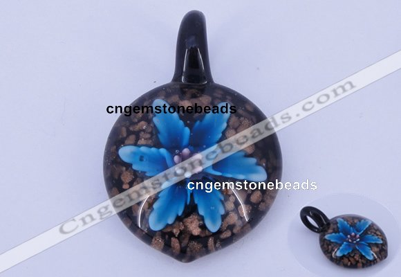 LP36 13*30*45mm heart inner flower lampwork glass pendants