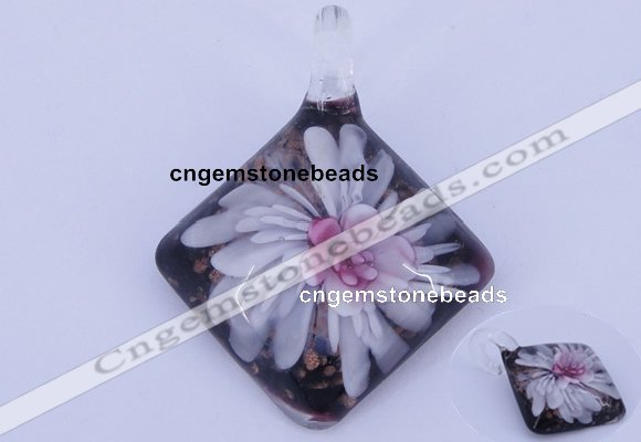 LP62 12*39*50mm diamond inner flower lampwork glass pendants